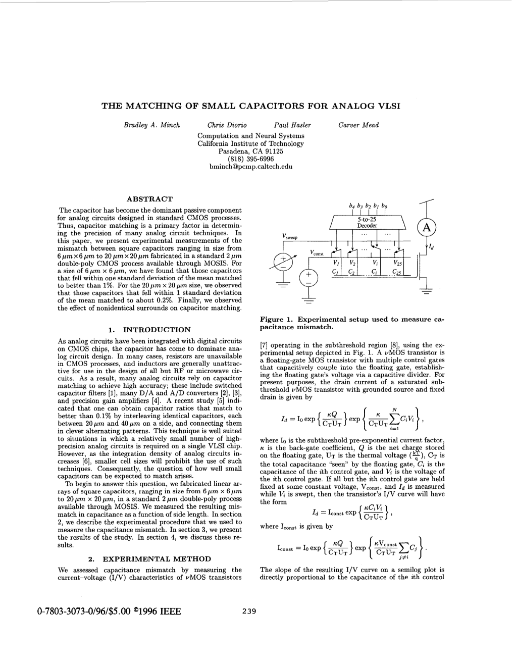 The Matching of Small Capacitors for Analog Vlsi