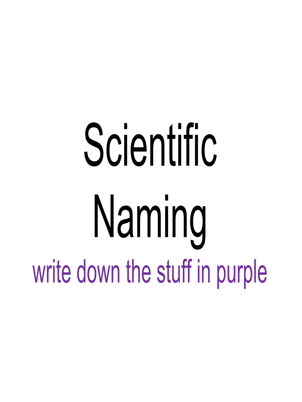 Scientific Naming Write Down the Stuff in Purple History of Ecology and Natural History