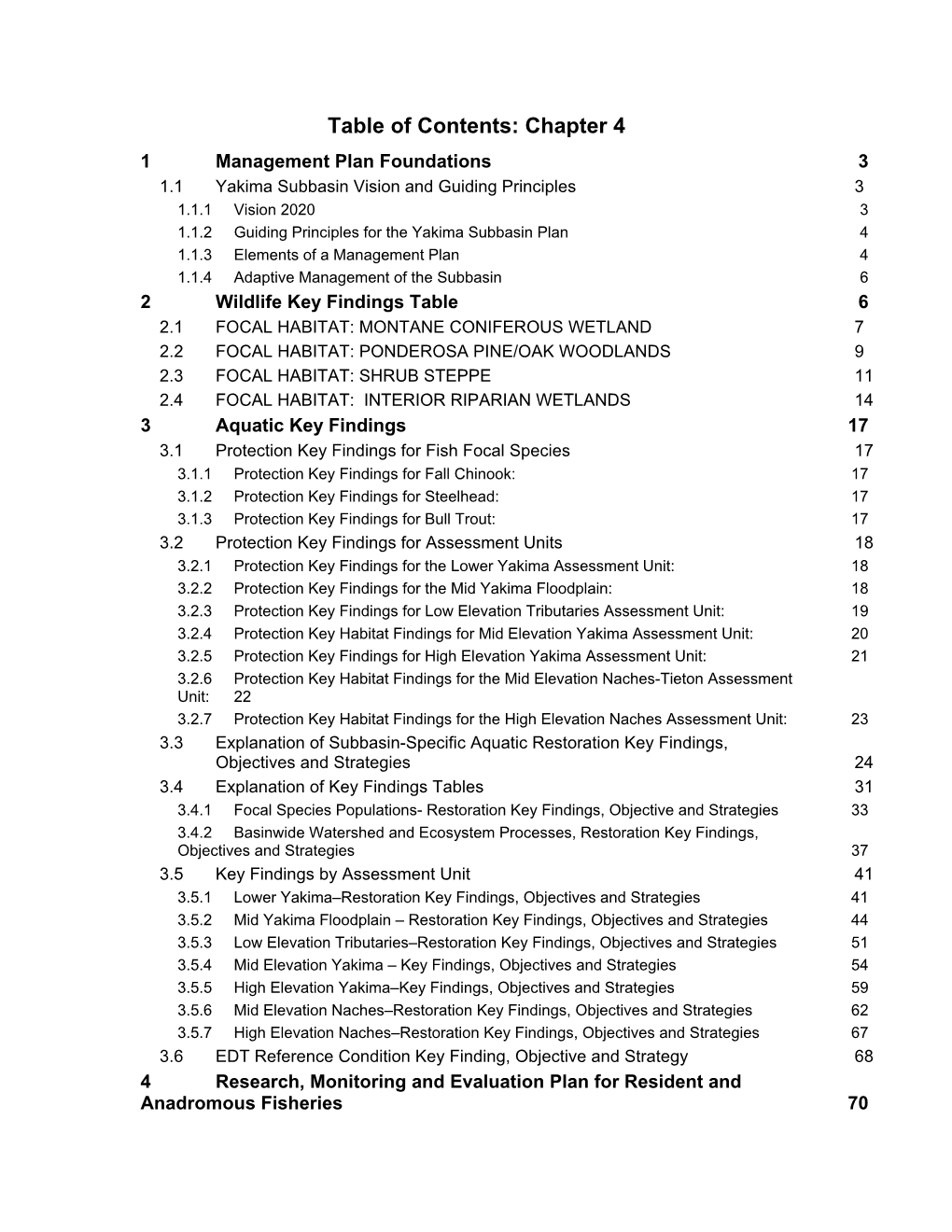 Chapter 4 Management Plan