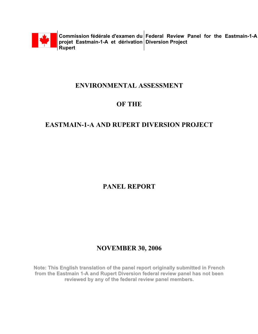 Eastmain-1-A and Rupert Diversion Project