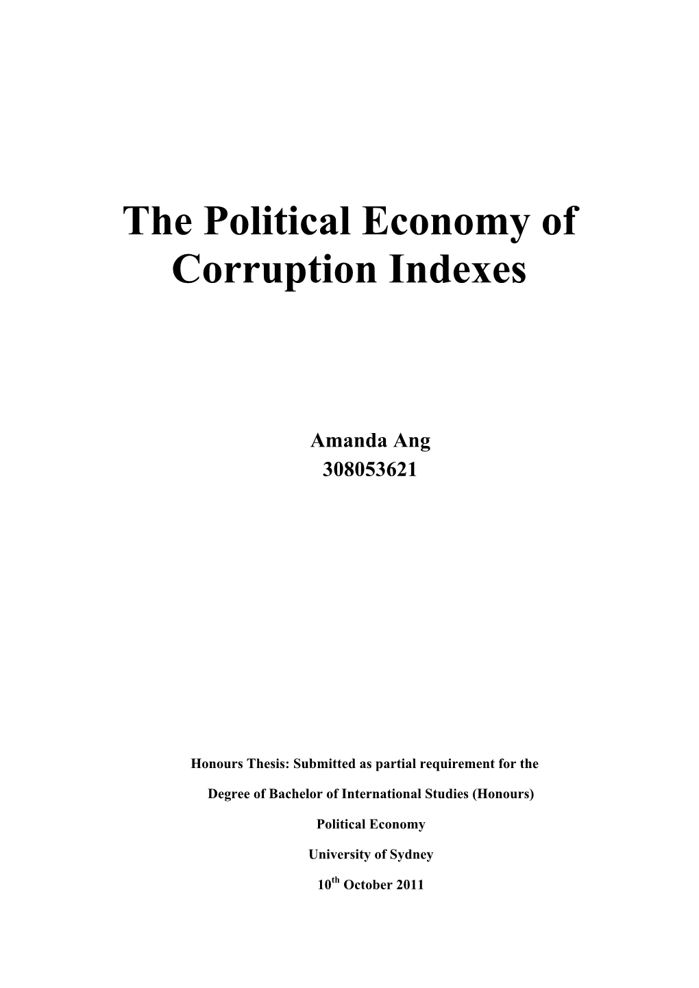 The Political Economy of Corruption Indexes
