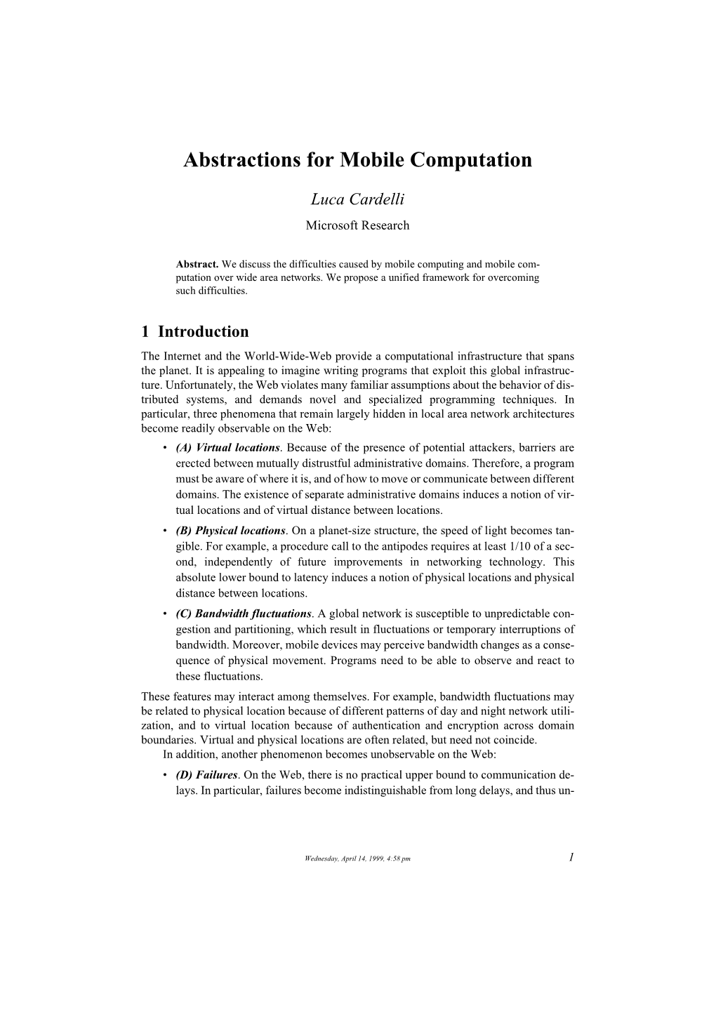 Abstractions for Mobile Computation.Fm