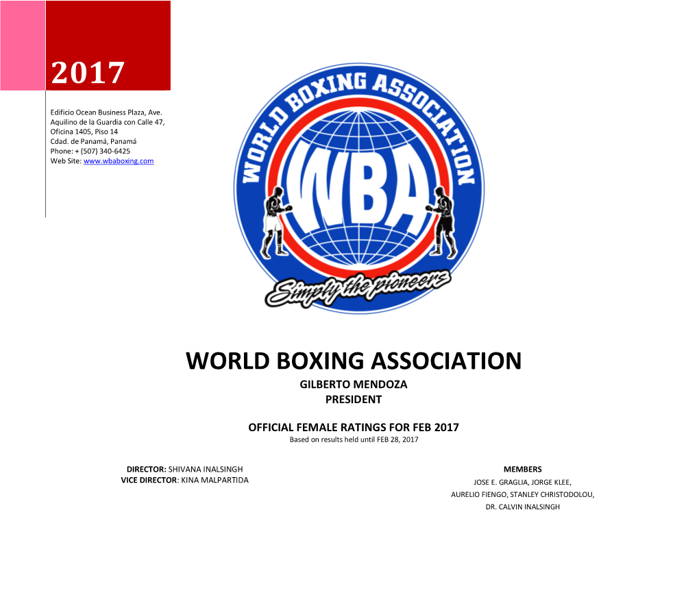 WBA Women Ratings February 2017