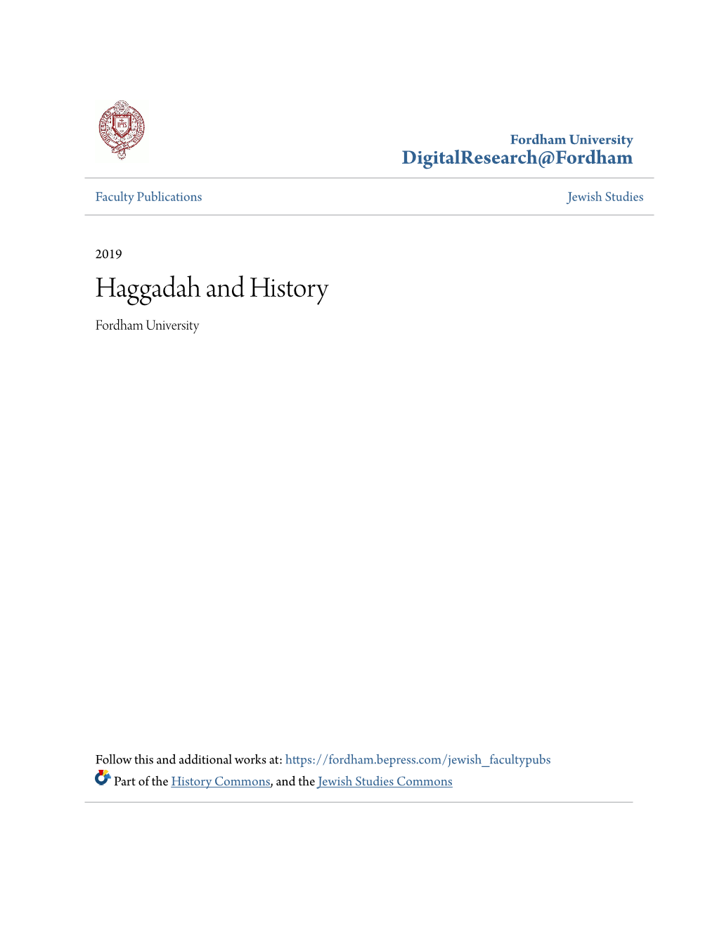 Haggadah and History Fordham University