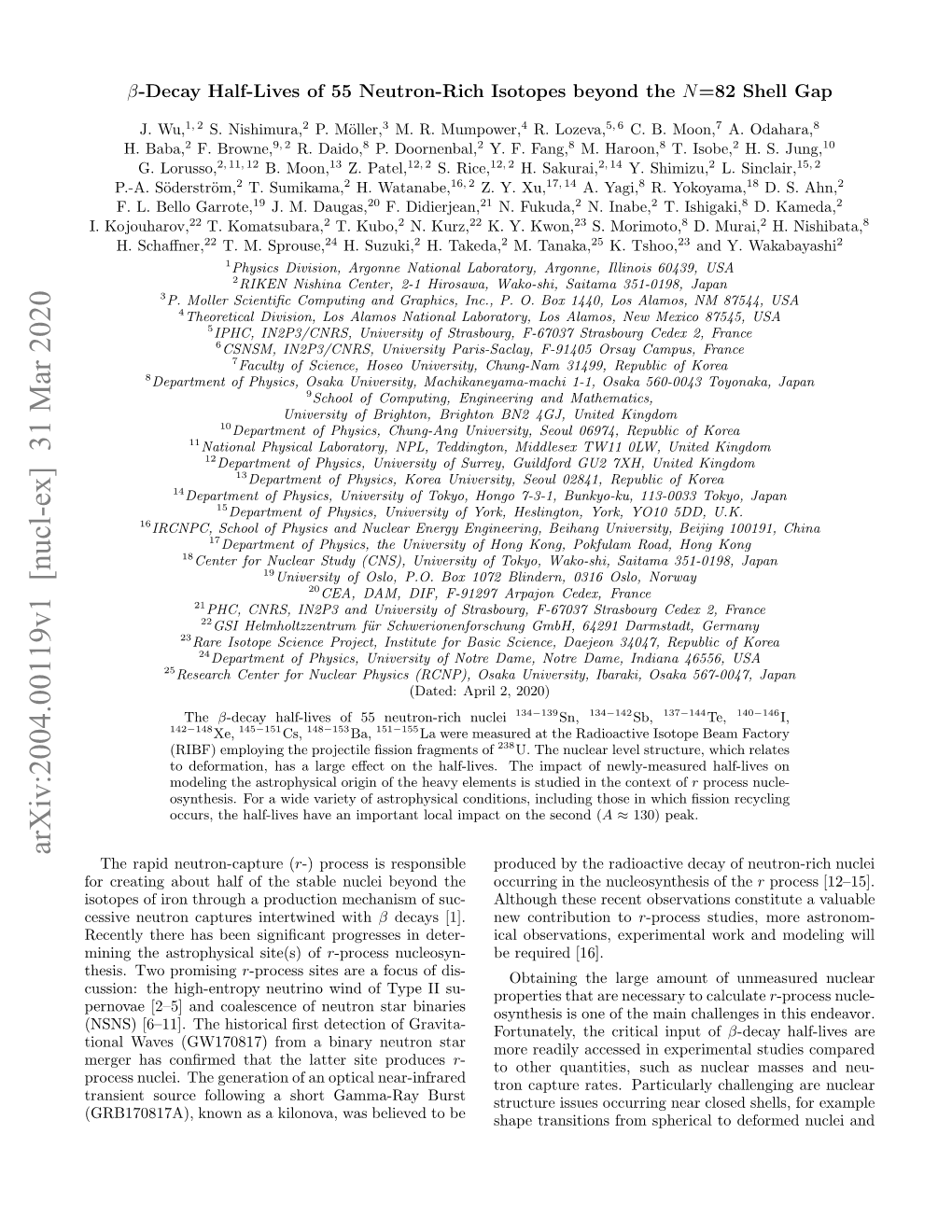 Arxiv:2004.00119V1 [Nucl-Ex]