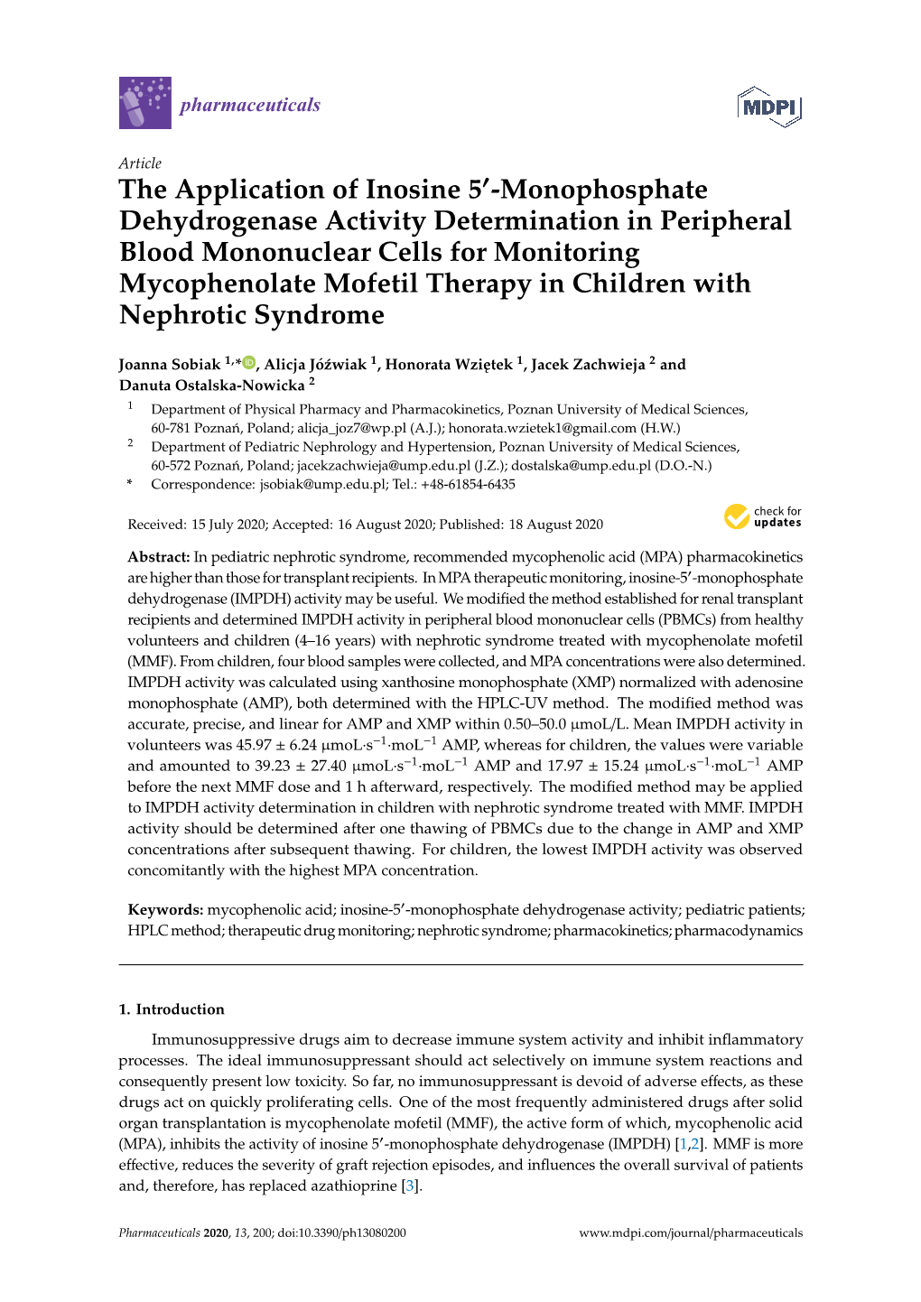 The Application of Inosine 5 -Monophosphate Dehydrogenase