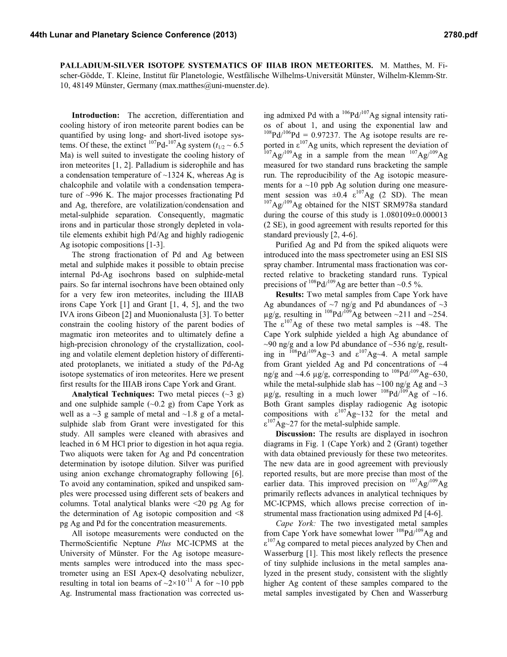 Palladium-Silver Isotope Systematics of Iiiab Iron Meteorites