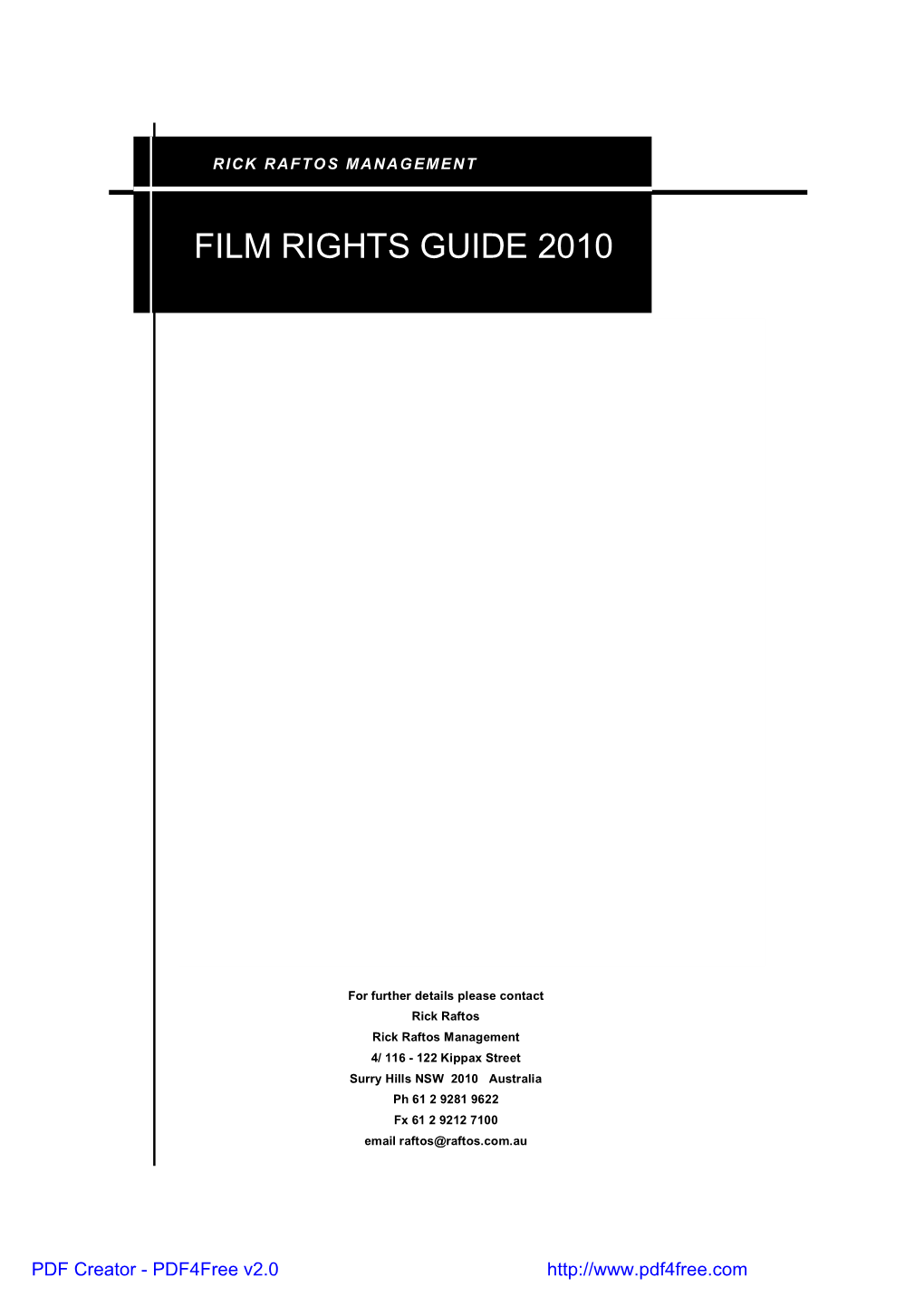 Books to Film Rights Guide 2009