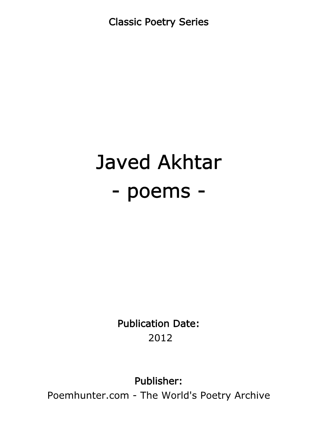 Javed Akhtar - Poems