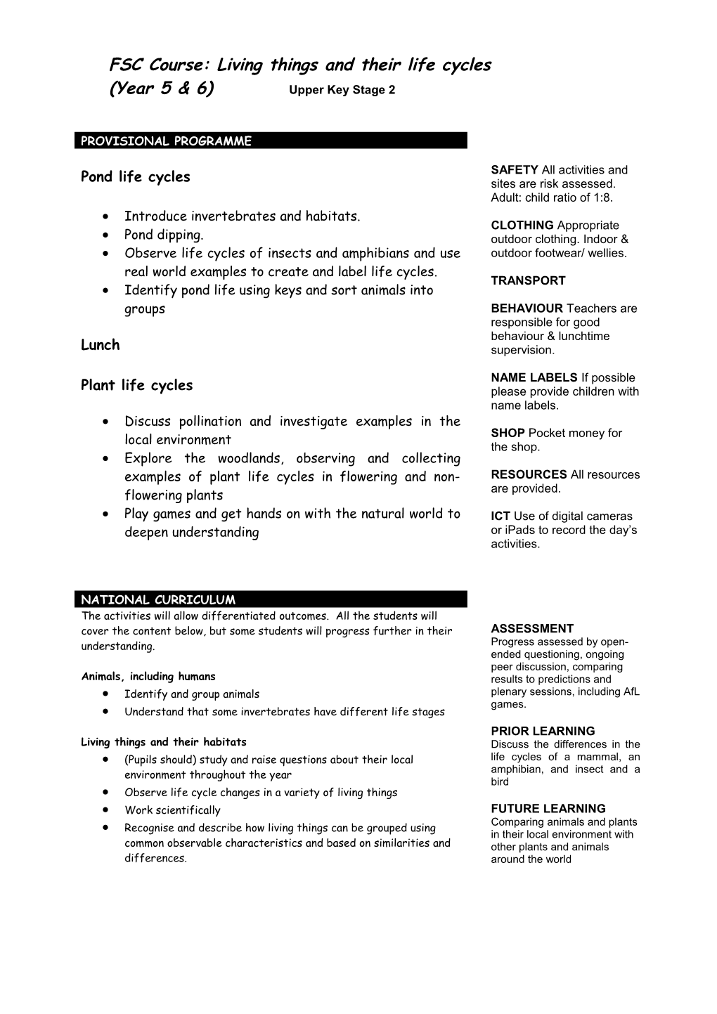 (Year 5 & 6) Upper Key Stage 2