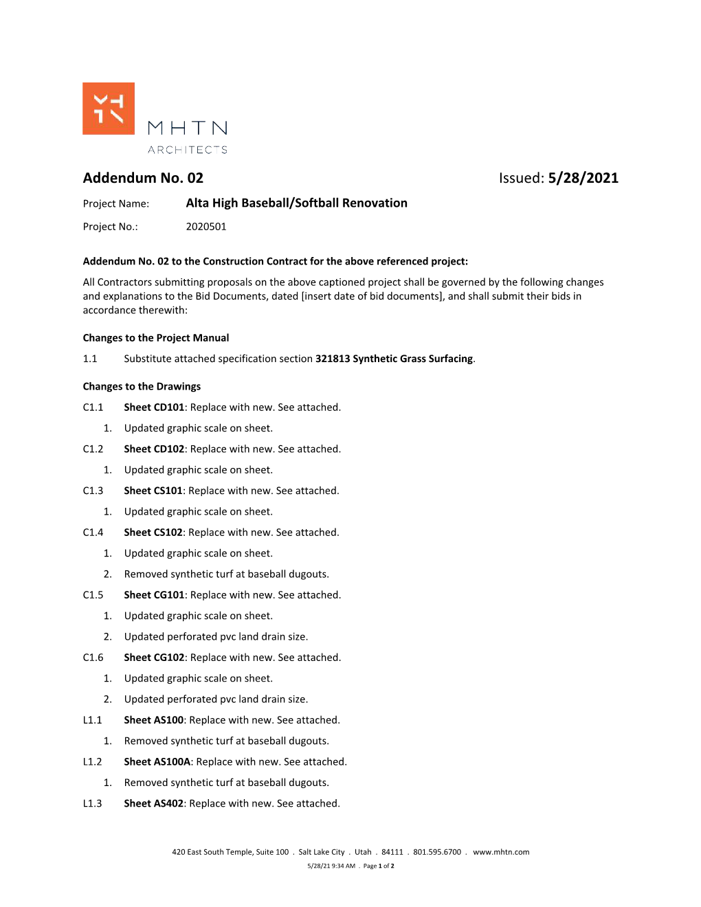 Addendum No. 02 Issued: 5/28/2021