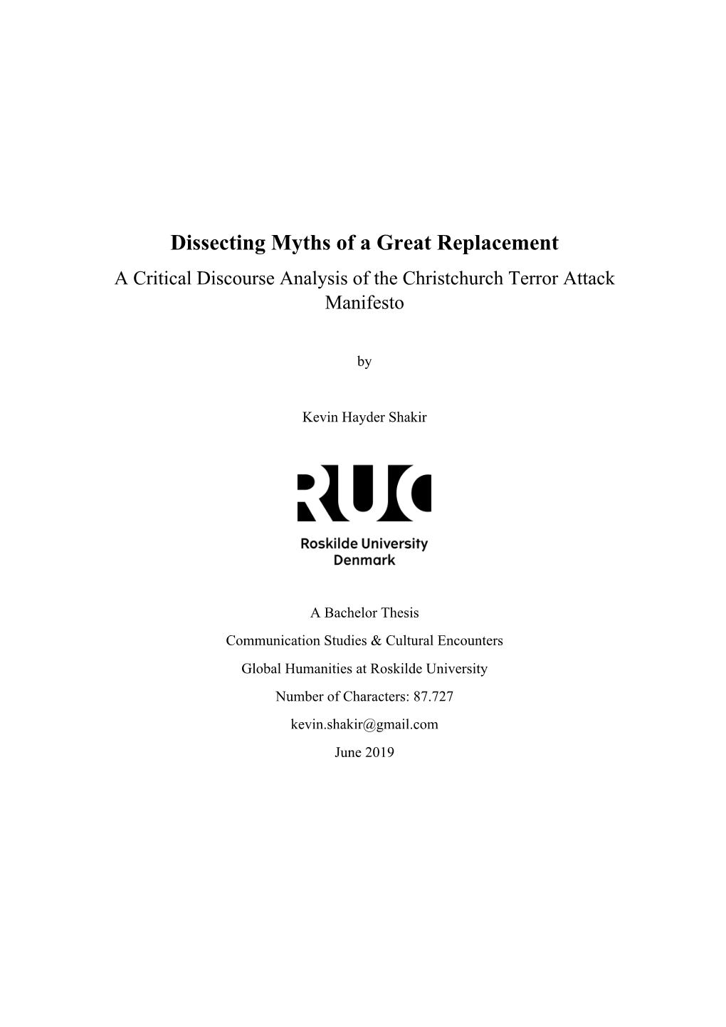 Dissecting Myths of a Great Replacement a Critical Discourse Analysis of the Christchurch Terror Attack Manifesto