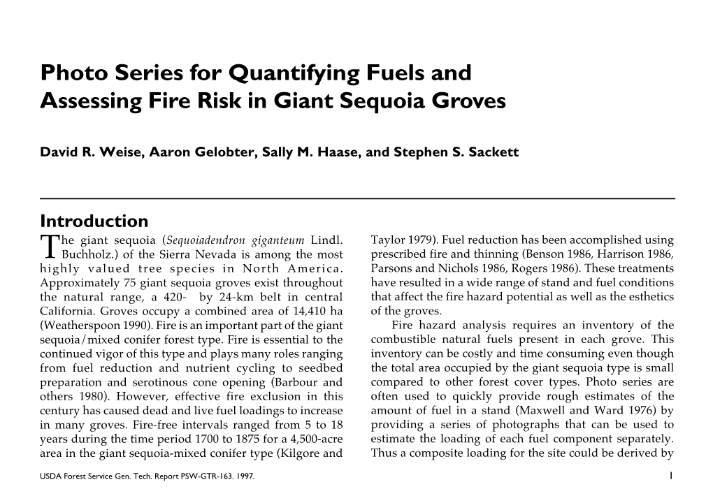 Photo Series for Quantifying Fuels and Assessing Fire Risk in Giant Sequoia Groves