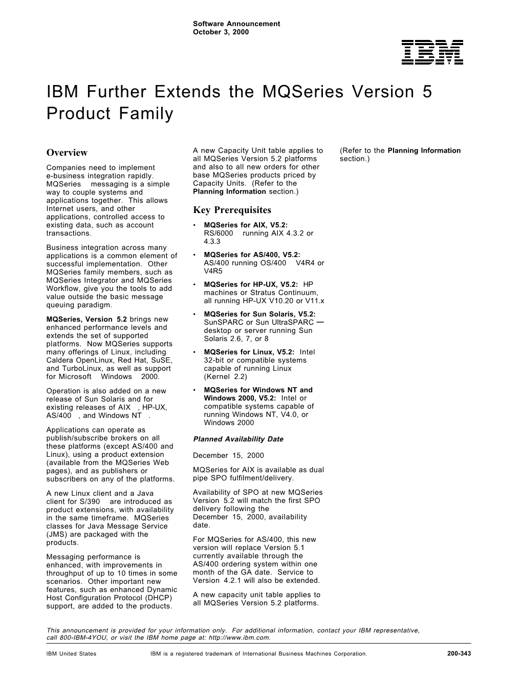 IBM Further Extends the Mqseries Version 5 Product Family