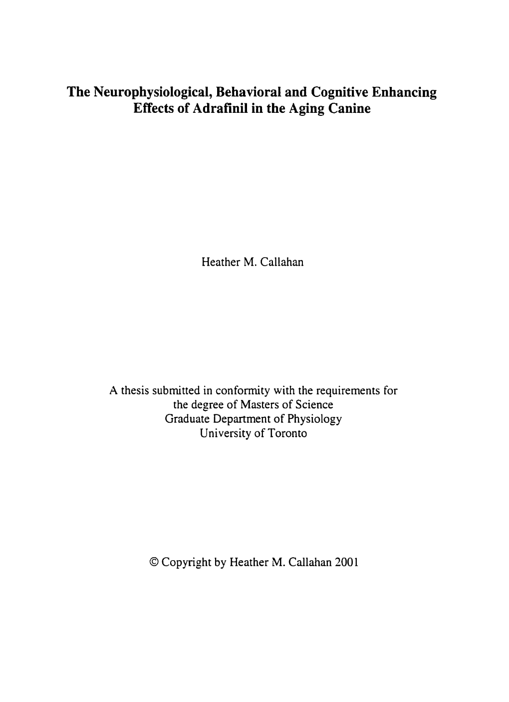 The Neurophysiological, Behavioral and Cognitive Enhancing Effects of Adrafinil in the Aging Canine