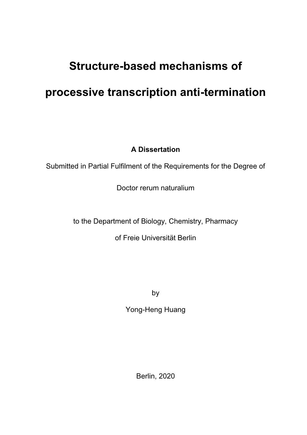 Structure-Based Mechanisms of Processive Transcription Anti-Termination