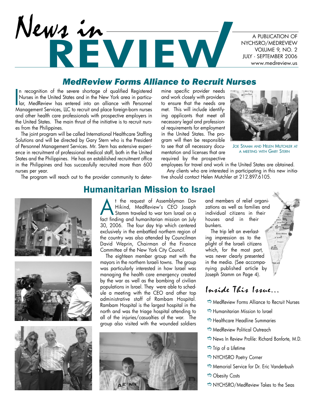 NYCHSRO Medreview Newsletter Vol. 9 No. 2 July – Sept. 2006