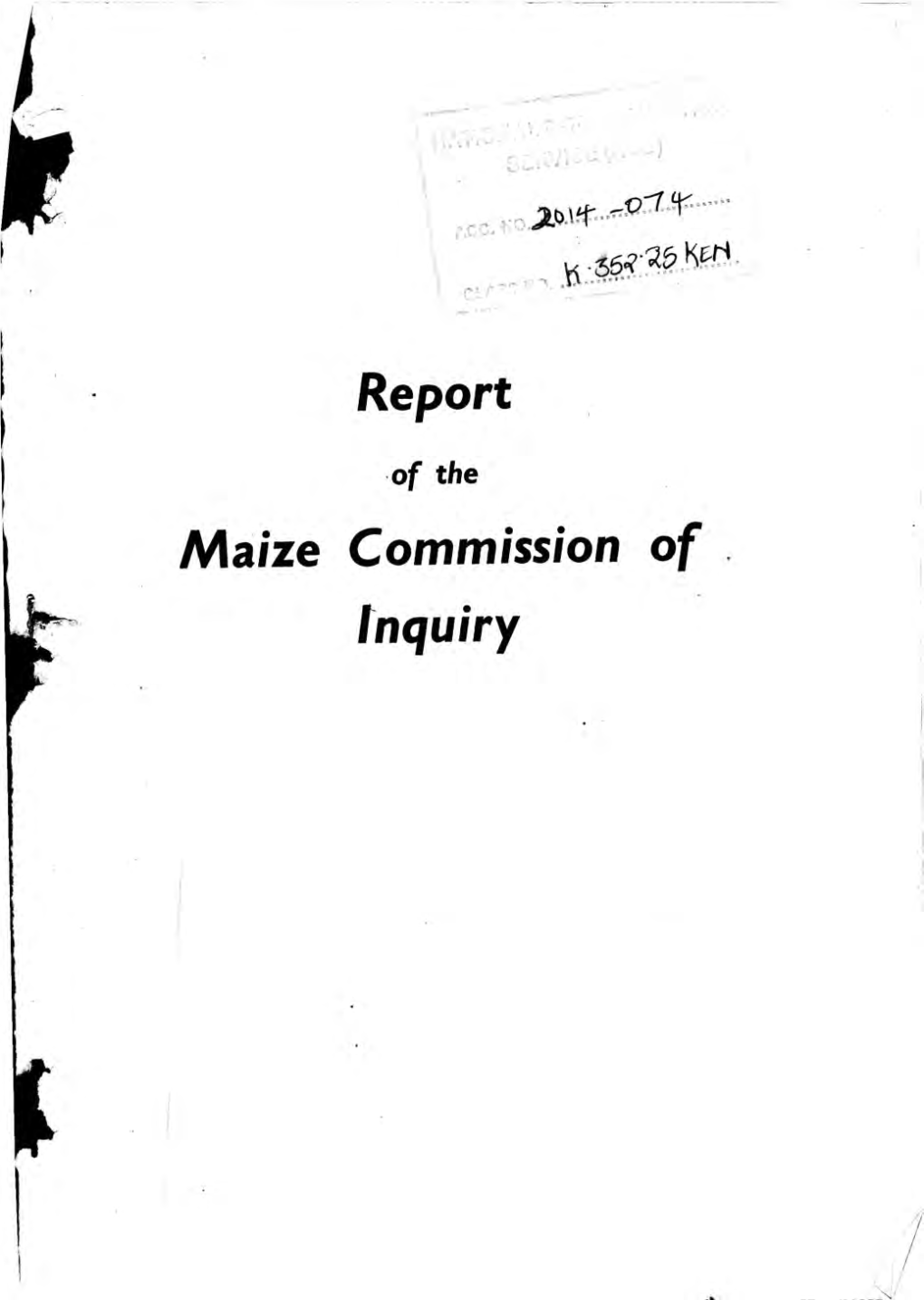 Report of the Maize Commission of Inquiry