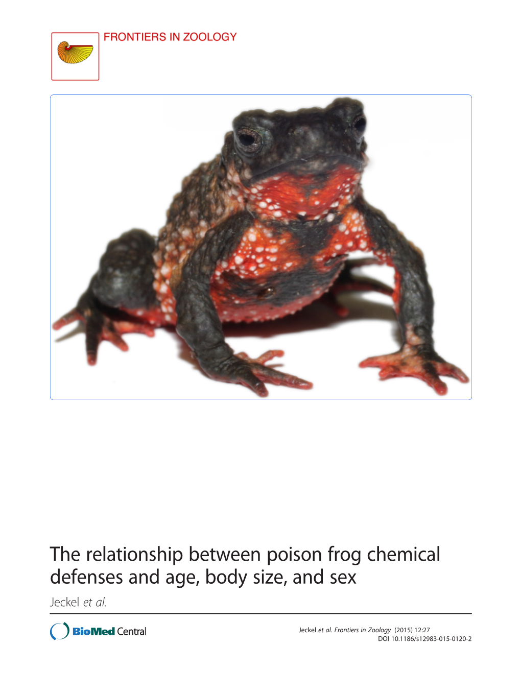 The Relationship Between Poison Frog Chemical Defenses and Age, Body Size, and Sex Jeckel Et Al