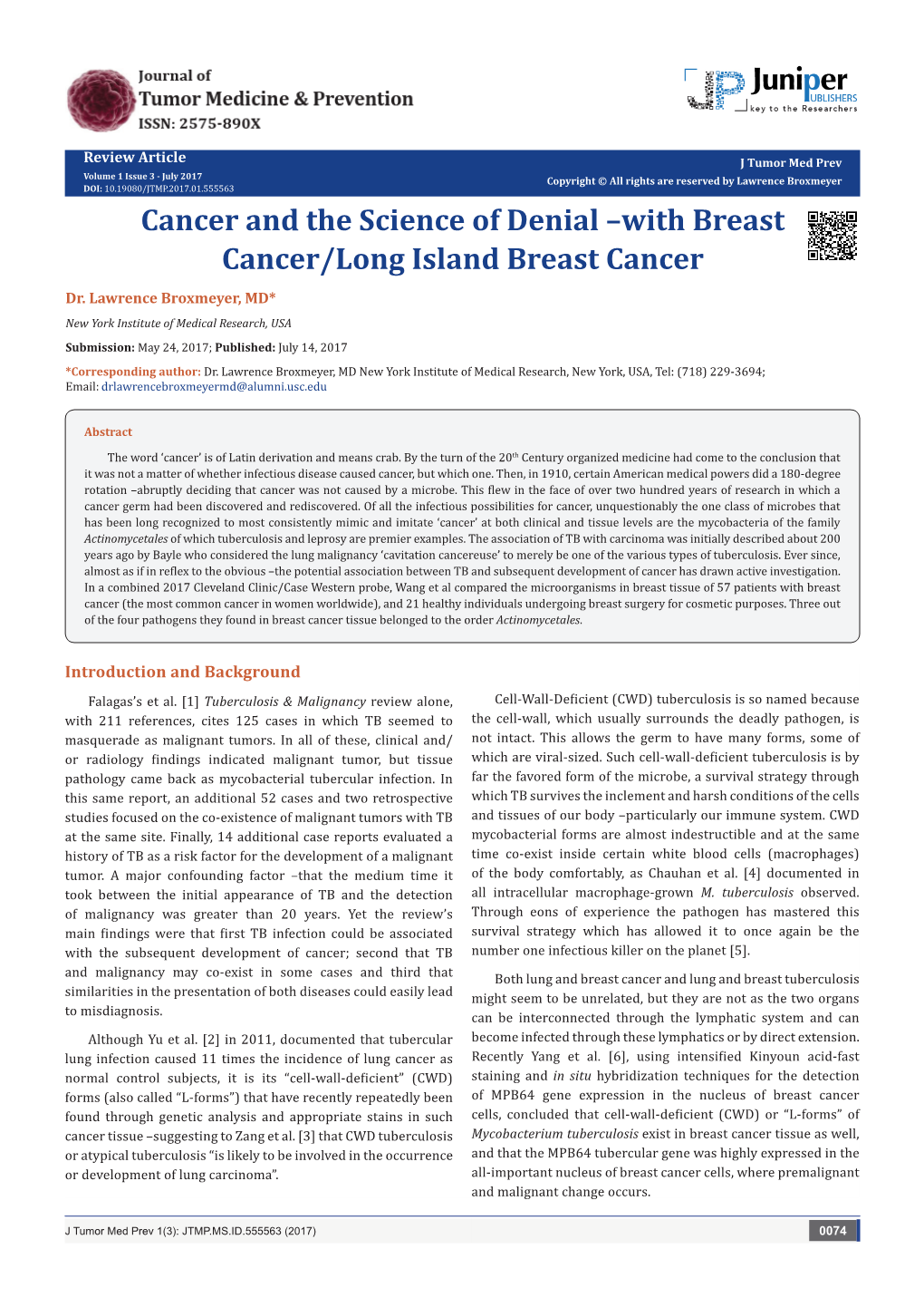 Cancer and the Science of Denial with Breast Cancer/Long Island Breast