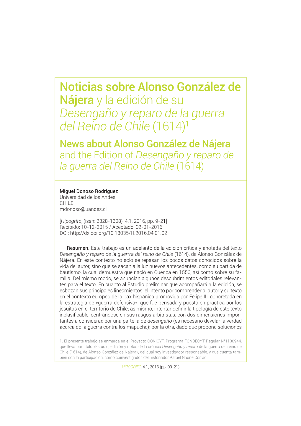 Noticias Sobre Alonso González De Nájera Y La