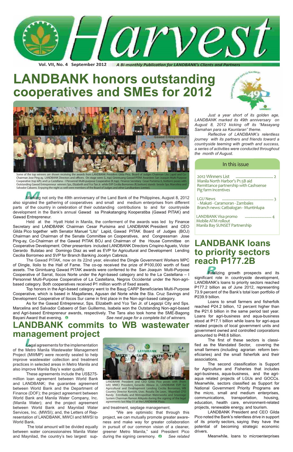 LANDBANK Honors Outstanding Cooperatives and Smes for 2012