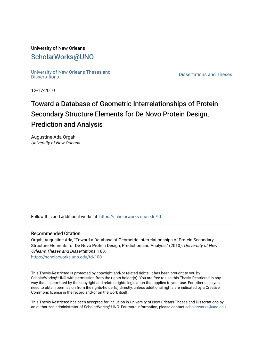 Toward a Database of Geometric Interrelationships of Protein Secondary Structure Elements for De Novo Protein Design, Prediction and Analysis