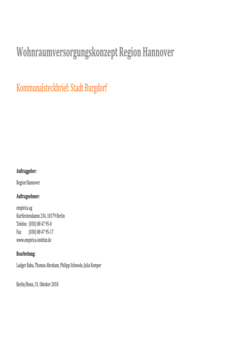 Kommunalsteckbrief Stadt Burgdorf