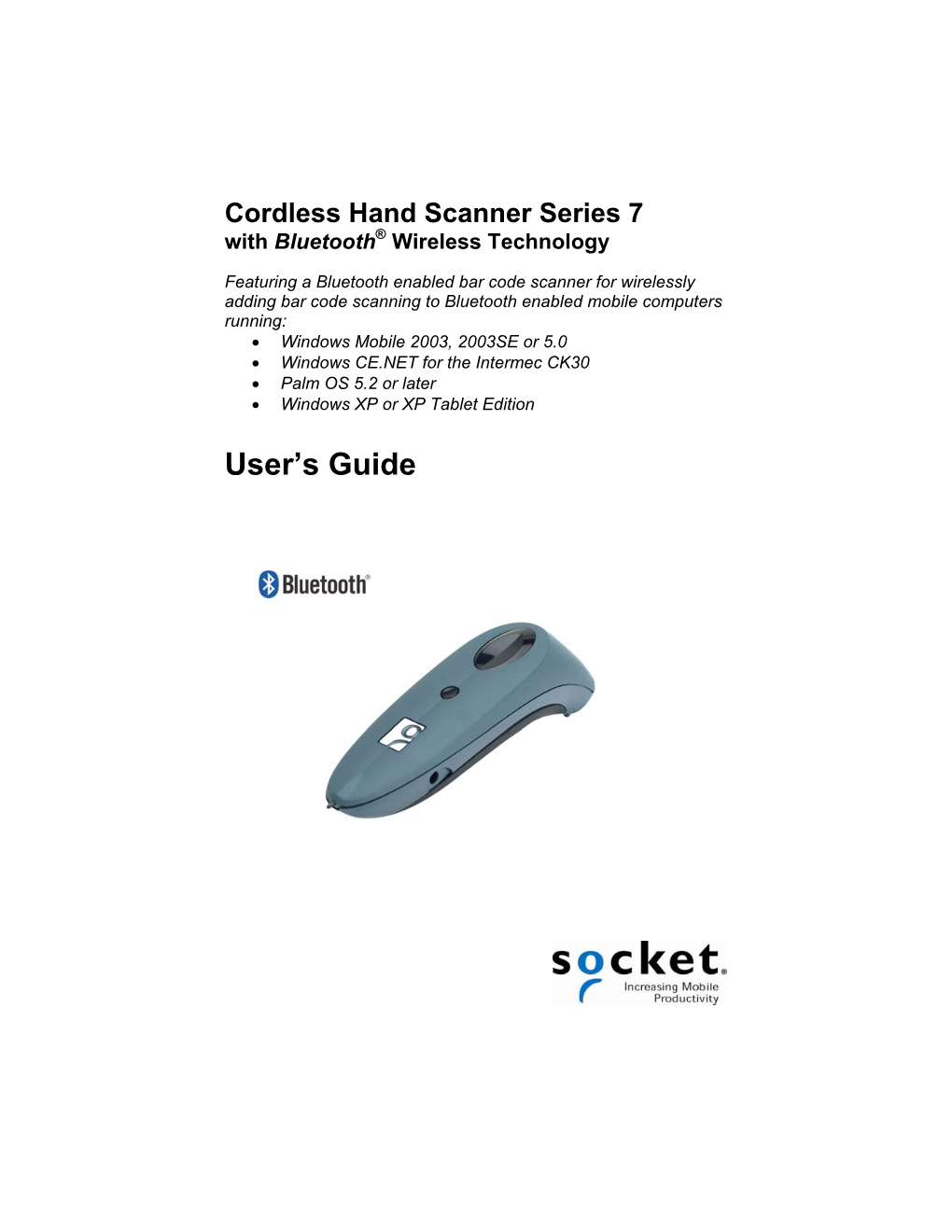 Socket Cordless Hand Scanner User's Guide