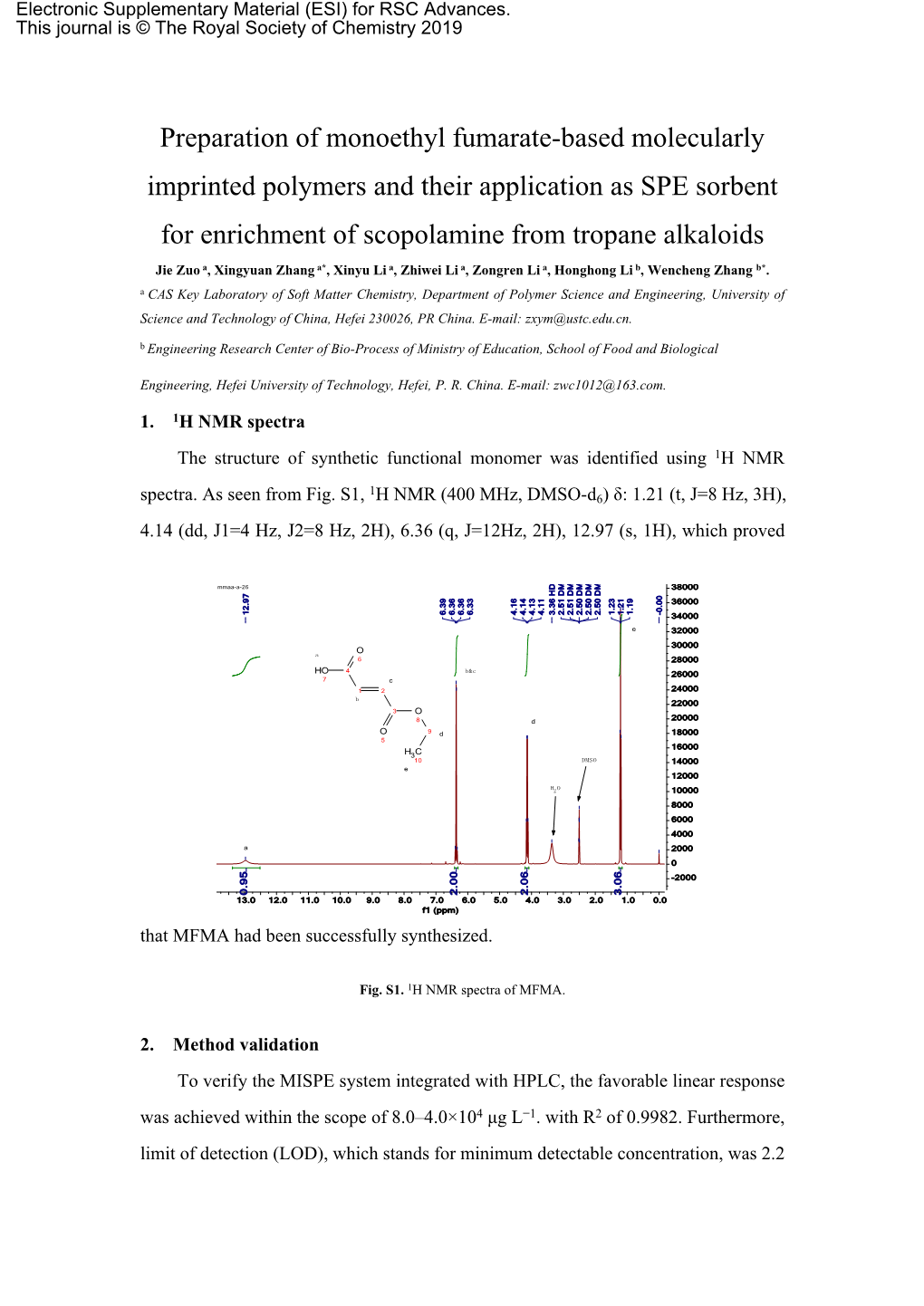 Preparation of Monoethyl Fumarate-Based Molecularly Imprinted Polymers and Their Application As SPE Sorbent for Enrichment of Scopolamine from Tropane Alkaloids