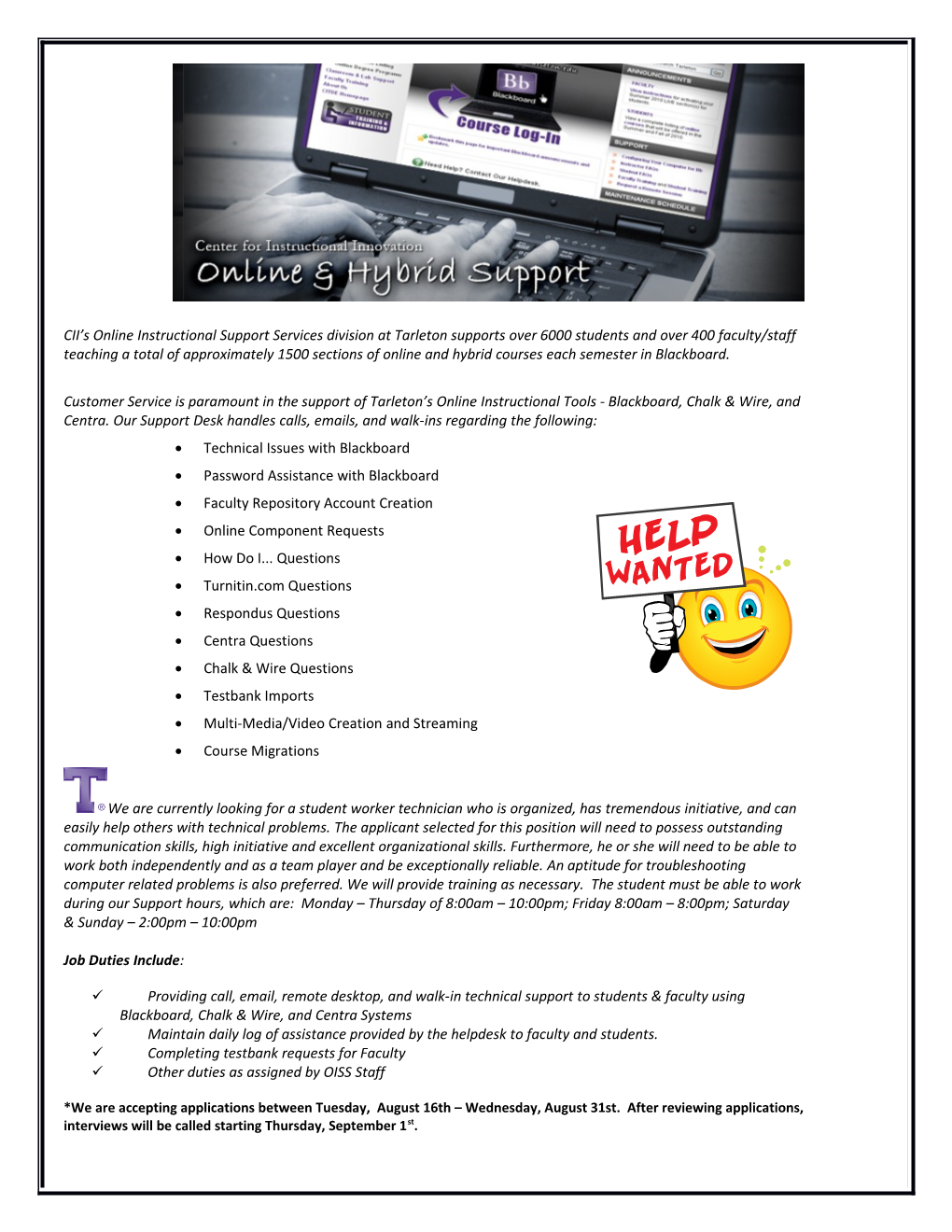 CII S Online Instructional Support Services Division at Tarleton Supports Over 6000 Students