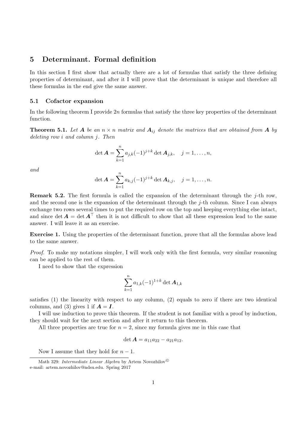 5 Determinant. Formal Definition