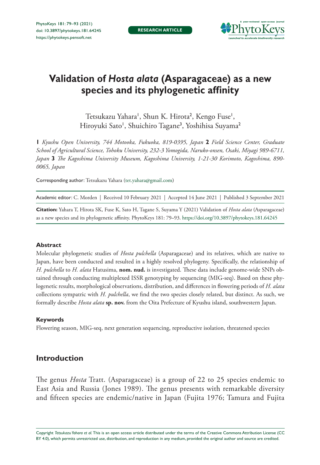 (Asparagaceae) As a New Species and Its Phylogenetic Affinity