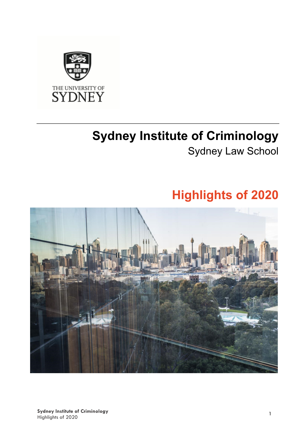 Sydney Institute of Criminology Highlights of 2020