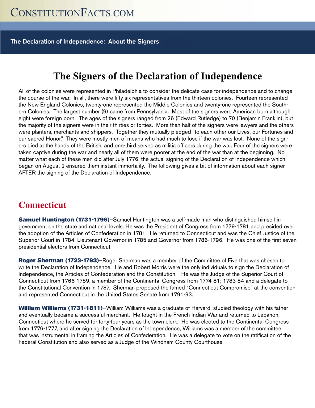 The Signers of the Declaration of Independence