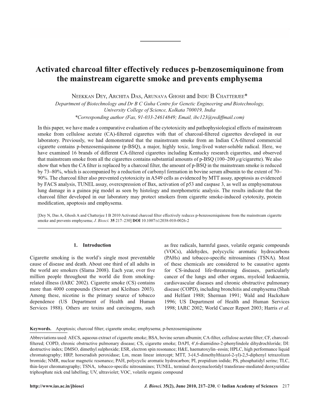 Activated Charcoal Filter Effectively Reduces P-Benzosemiquinone From