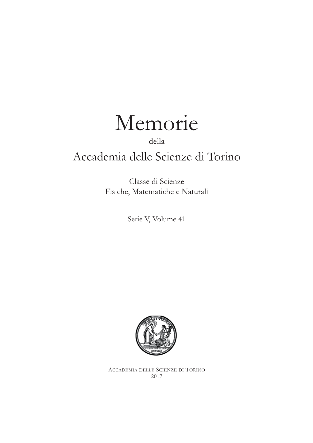 Memorie Della Accademia Delle Scienze Di Torino