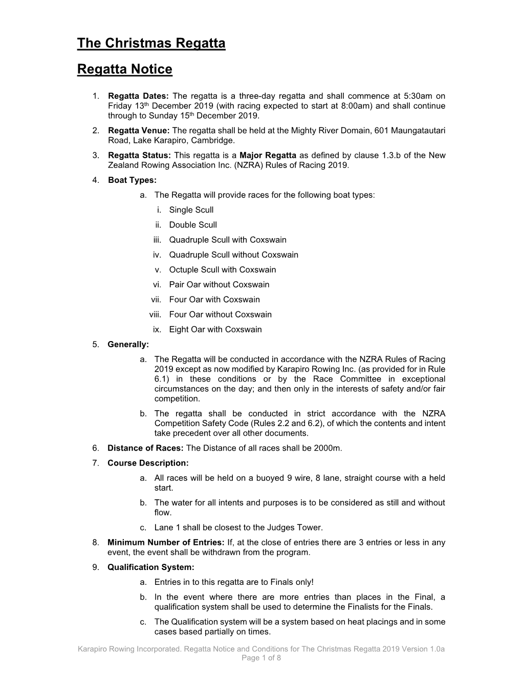 Regatta Notice Version 1.0B