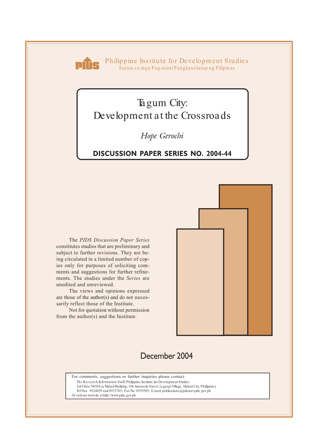 Tagum City: Development at the Crossroads