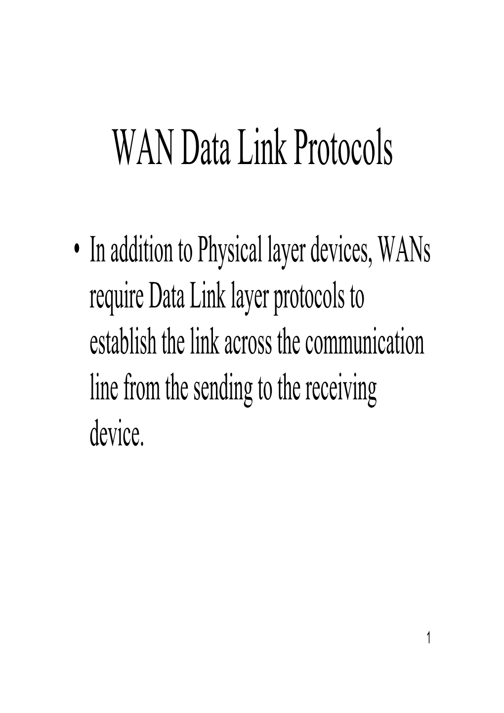 WAN Data Link Protocols