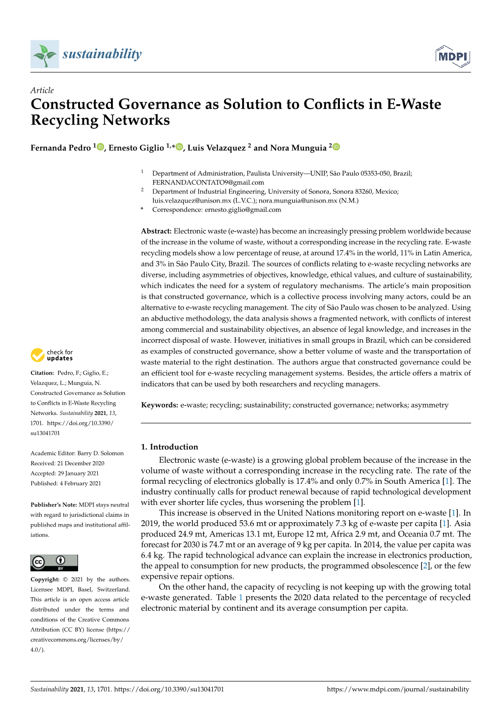 Constructed Governance As Solution to Conflicts in E-Waste Recycling