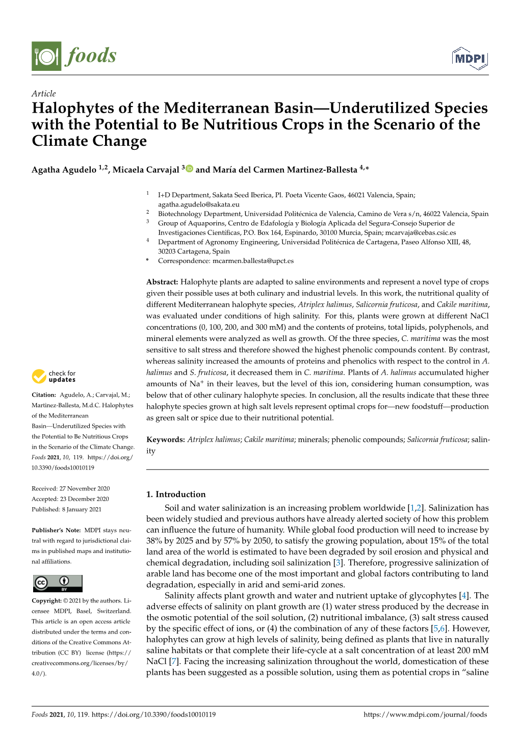 Halophytes of the Mediterranean Basin—Underutilized Species with the Potential to Be Nutritious Crops in the Scenario of the Climate Change