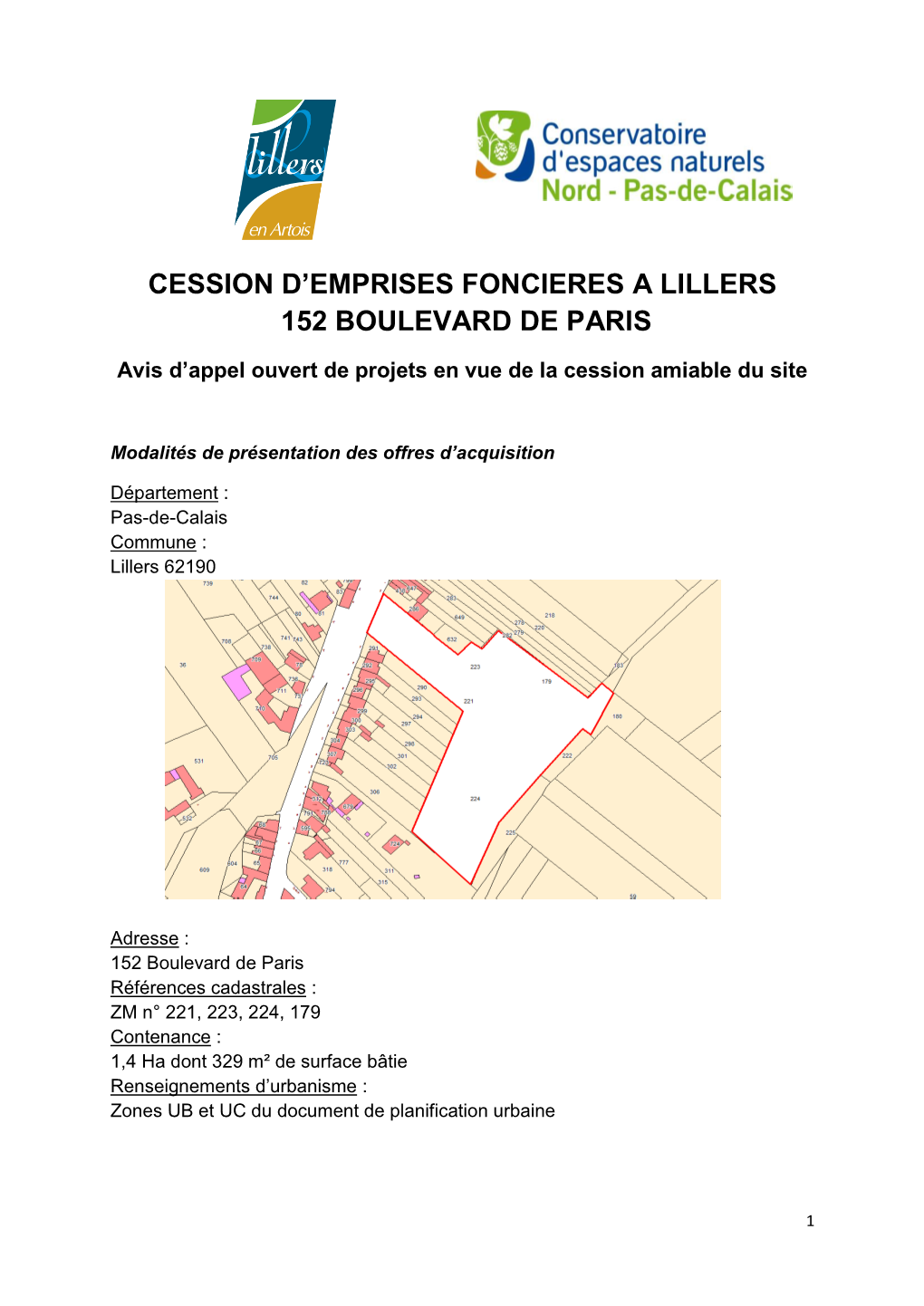 Cession D'emprises Foncieres a Lillers 152 Boulevard De