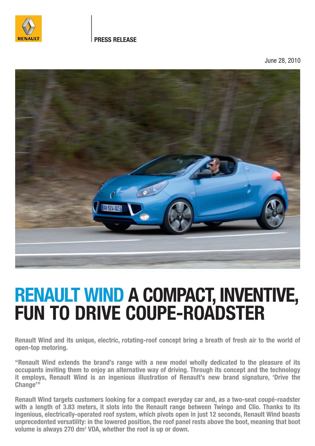 Renault Wind a Compact, Inventive, Fun to Drive