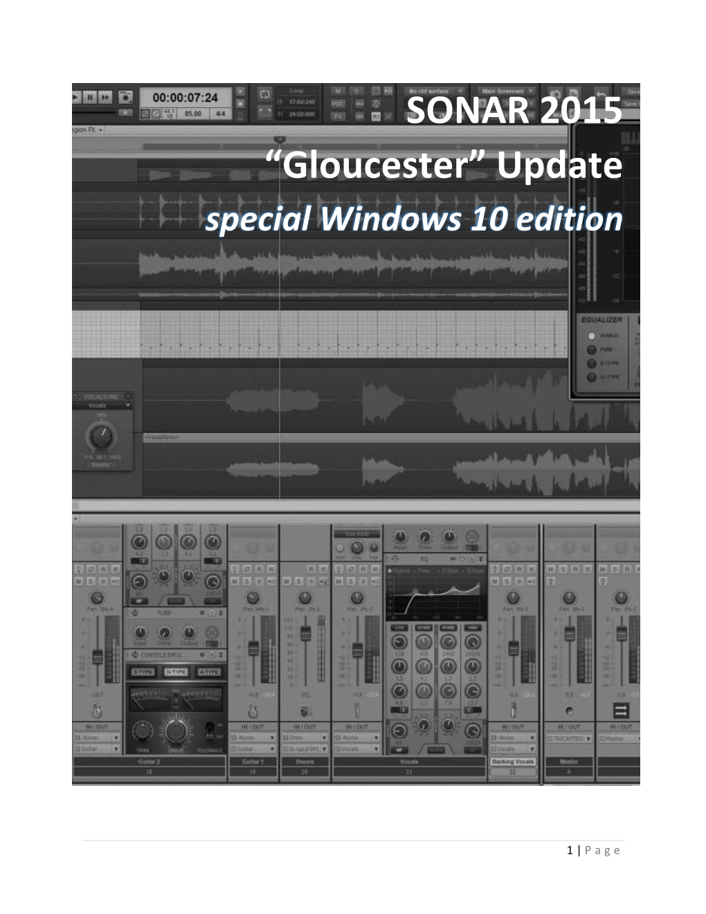 SONAR 2015 “Gloucester” Update Special Windows 10 Edition