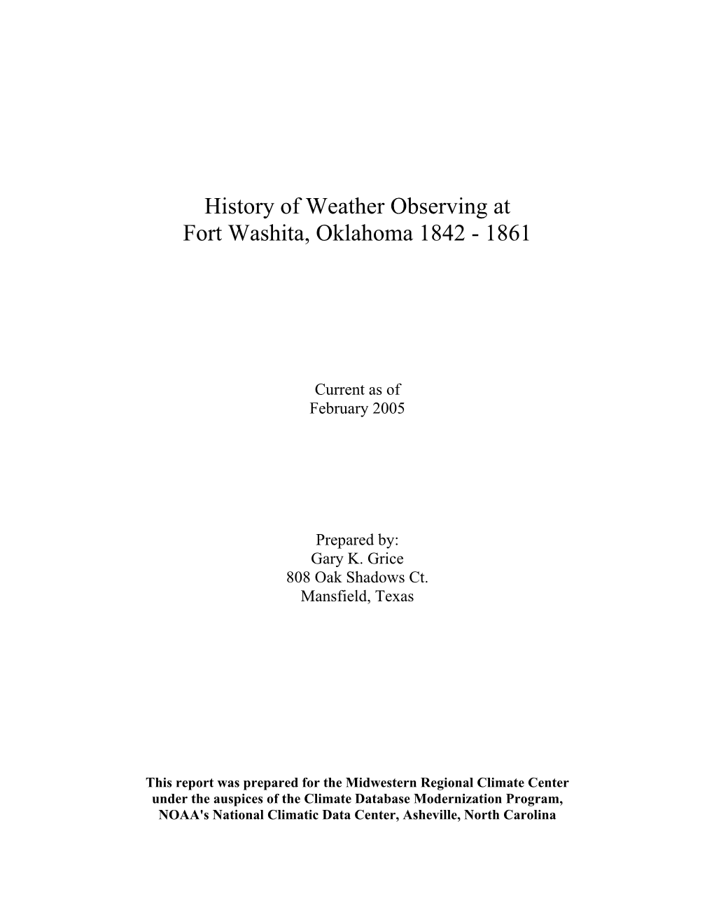 Fort Washita, Oklahoma 1842 - 1861