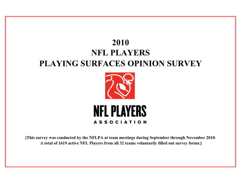 2010 Nfl Players Playing Surfaces Opinion Survey