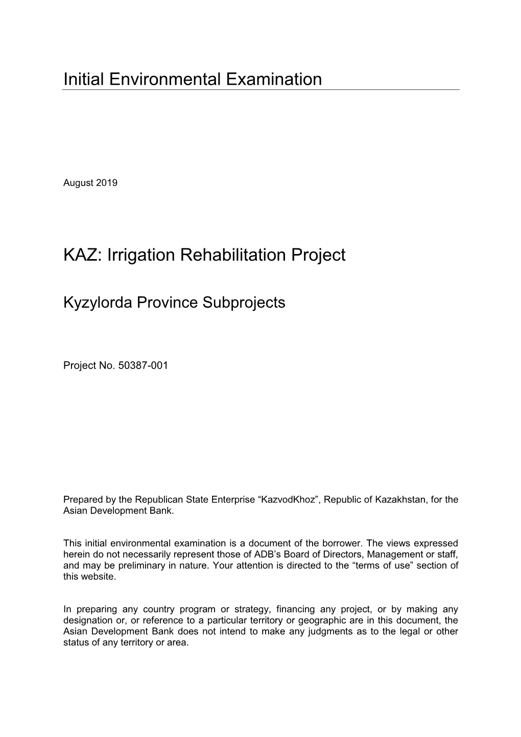 50387-001: Irrigation Rehabilitation Project
