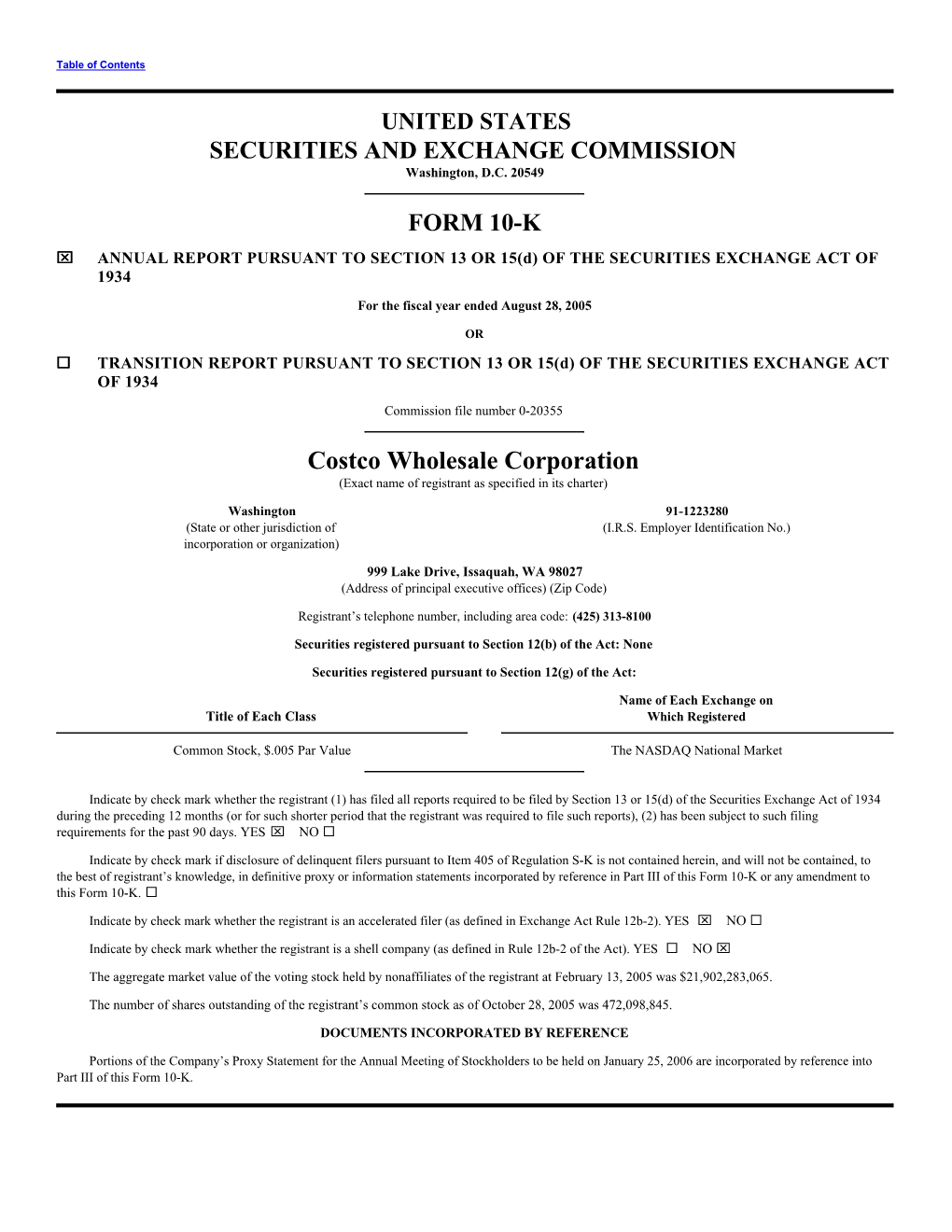 UNITED STATES SECURITIES and EXCHANGE COMMISSION Washington, D.C