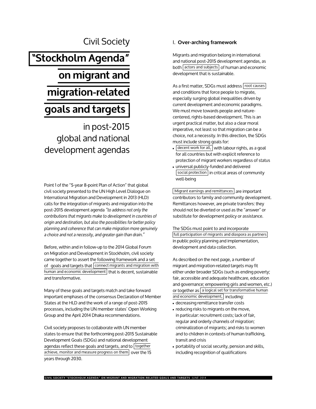 Stockholm Agenda” and National Post-2015 Development Agendas, As Both Actors and Subjects of Human and Economic on Migrant and Development That Is Sustainable